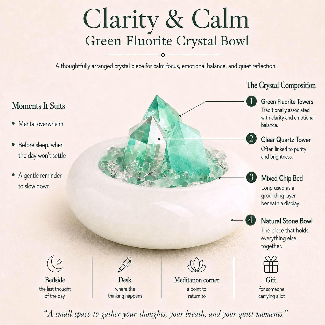 Clarity & Calm — Green Fluorite Crystal Bowl