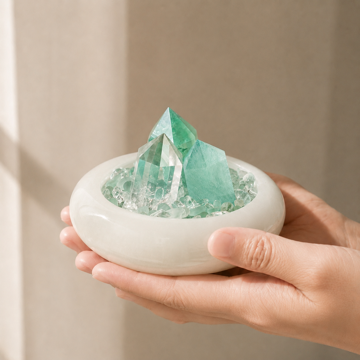 Clarity & Calm — Green Fluorite Crystal Bowl