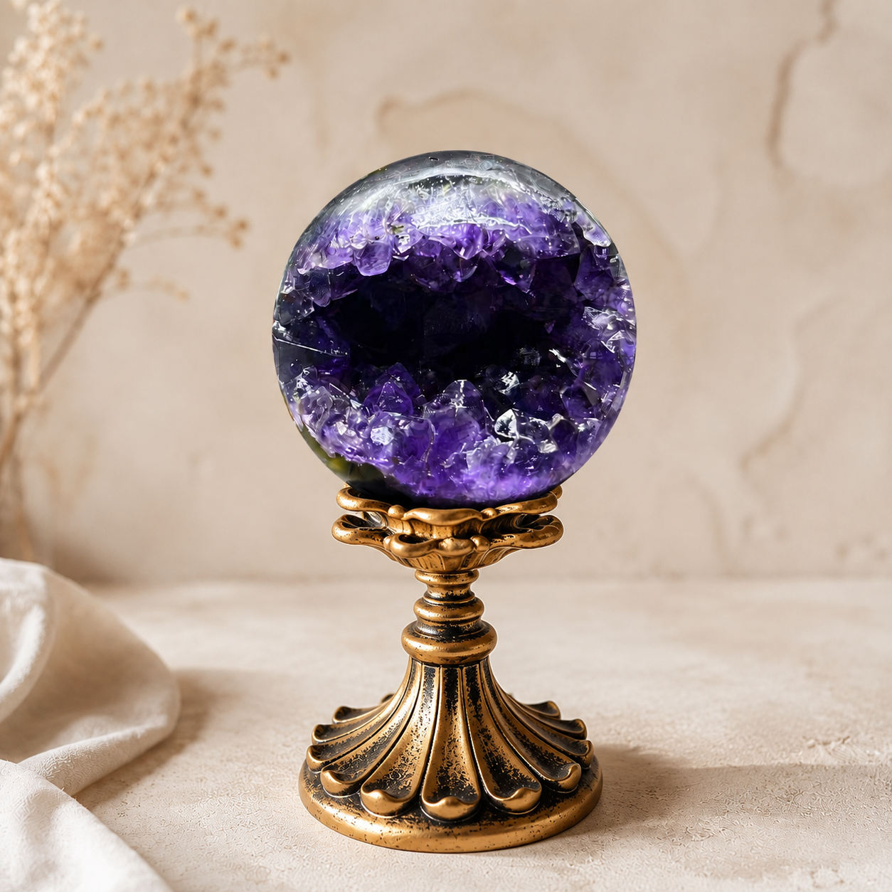 Abundance & Clarity — Amethyst Geode Sphere