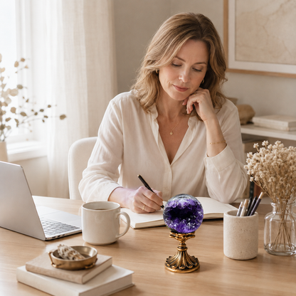 Abundance & Clarity — Amethyst Geode Sphere